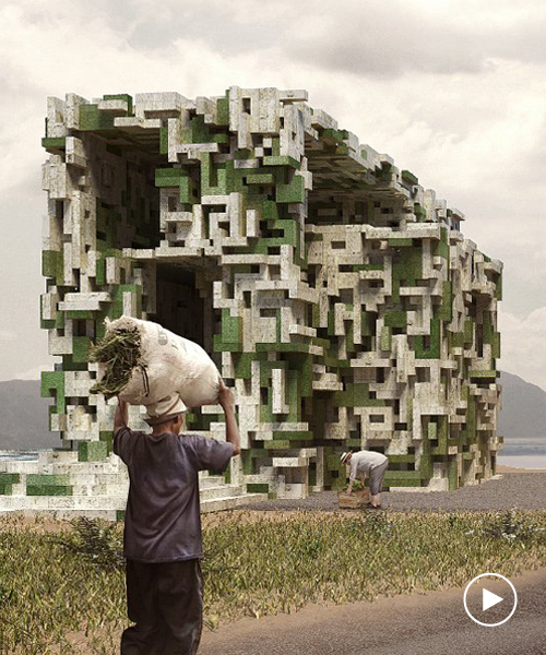 students turn algae into a building material for eco village concept in china