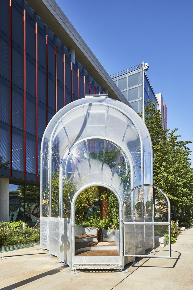 front view of studio weave's tiny greenhouse in london