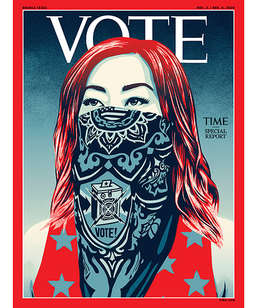TIME magazine replaces its name with the word VOTE