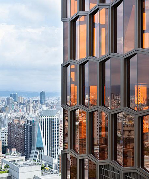 128-meter-high residential tower with honeycomb façade overlooks taichung, taiwan