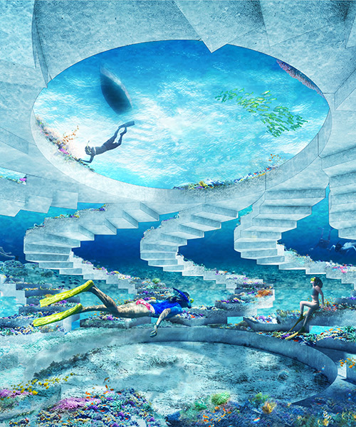 OMA / shohei shigematsu design 'ReefLine' underwater public sculpture park in miami beach