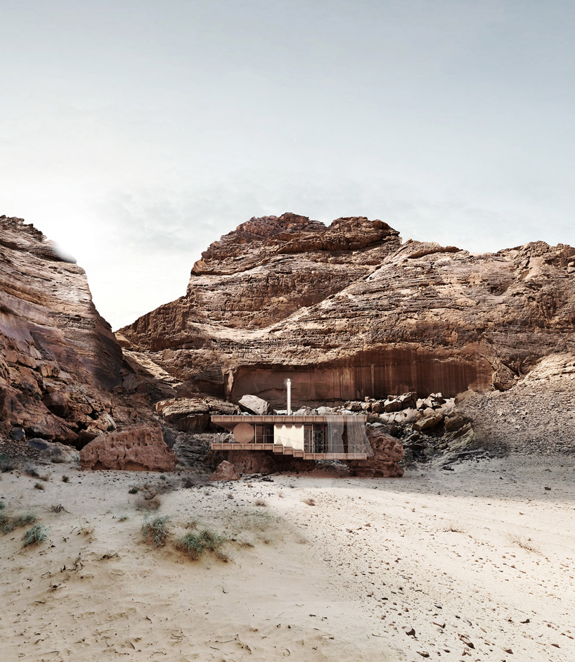 al-'ula house by nicolas dorval-bory + caroline corbasson blends in the saudi arabian desert