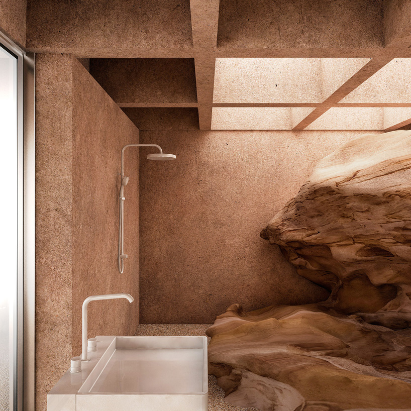 bathroom in al-'ula house by nicolas dorval-bory + caroline corbasson in the saudi arabian desert