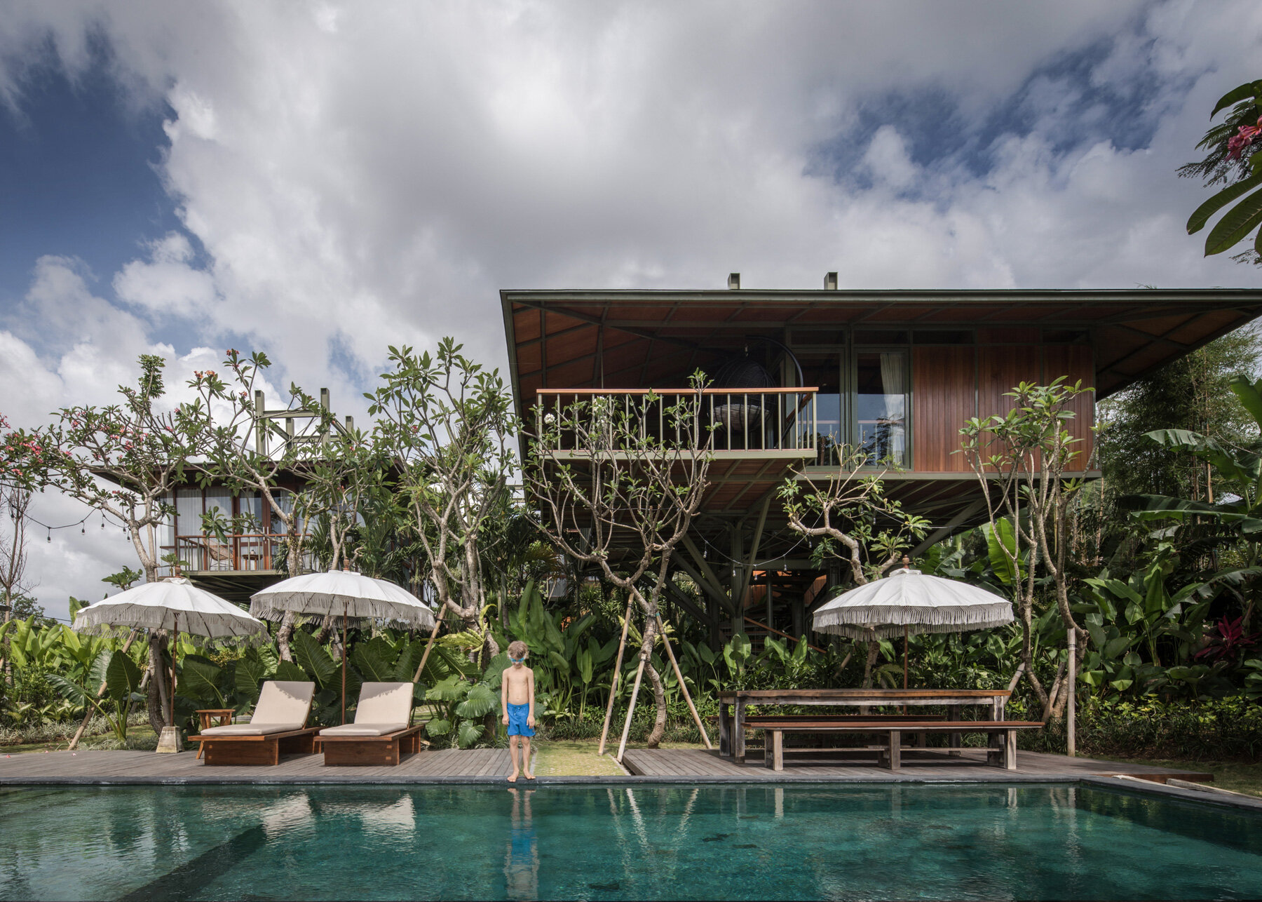 alexis dornier's stilt studios elevates prefab 'treehouse C' off the ground in bali