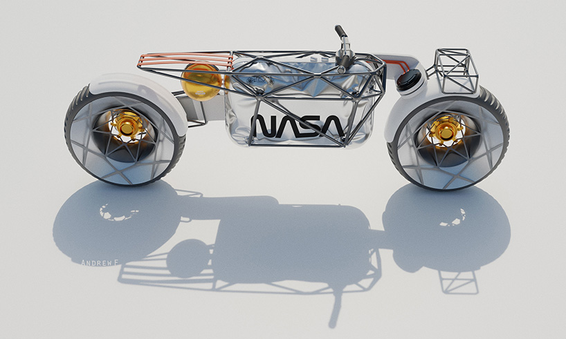 andrew fabishevskiy imagines a NASA electric motorcycle to travel to the moon