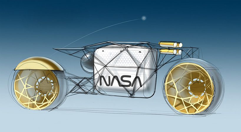 andrew fabishevskiy imagines a NASA electric motorcycle to travel to the moon