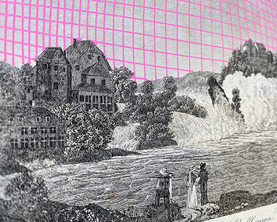 anna stumpf etches contemporary patterns onto vintage drawings for 'experiment now!'