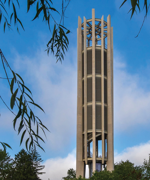 a new musical instrument towers 128 feet over indiana university