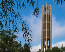 a new musical instrument towers 128 feet over indiana university