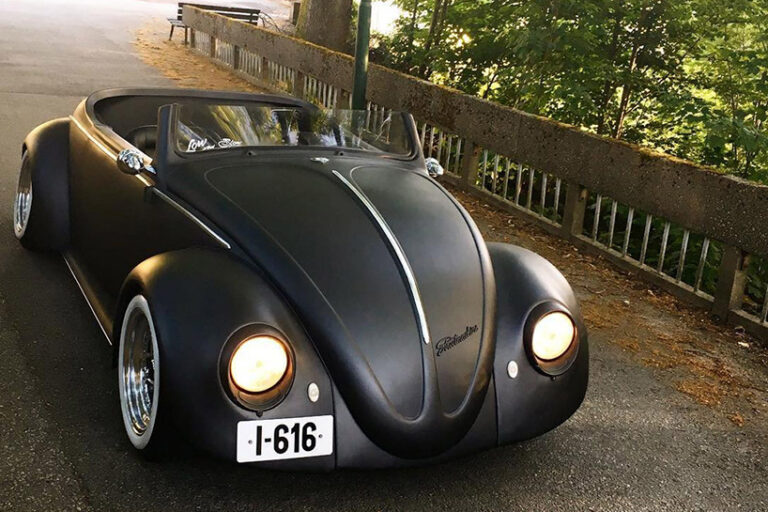 danni koldal unveils a black matte 1961 volkswagen beetle deluxe roadster