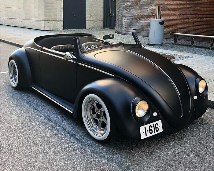 danni koldal unveils a black matte 1961 volkswagen beetle deluxe roadster