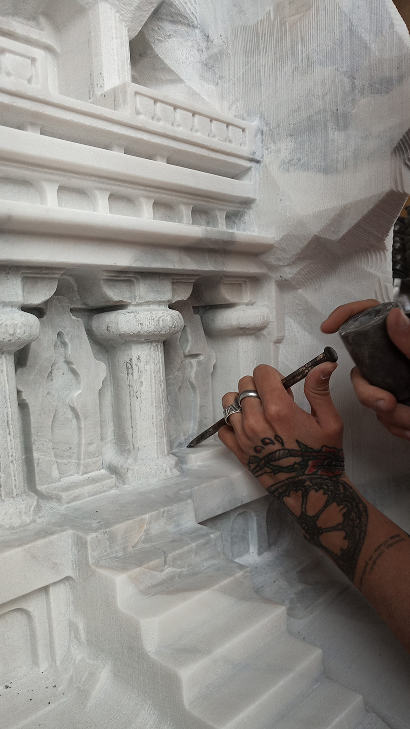 duffy london pay homage to ancient architecture with hand-carved marble 'civilization' tables