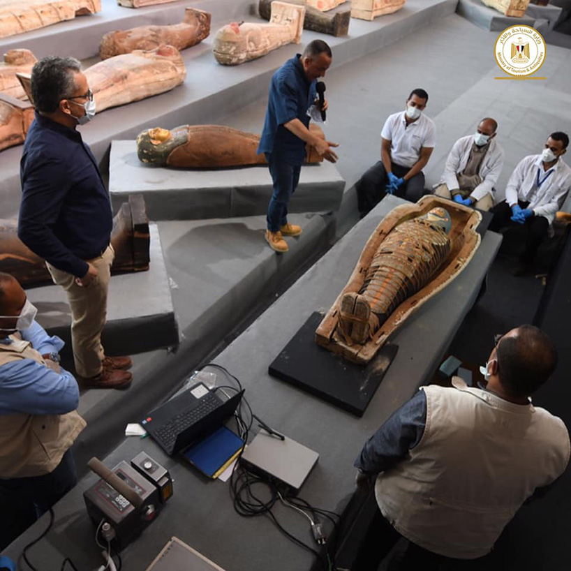 egypt unveils 100 newly-discovered sarcophagi - some with mummies inside