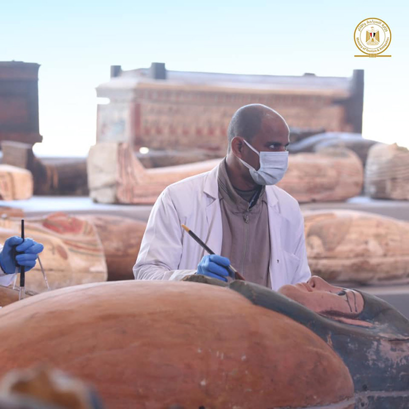 egypt unveils 100 newly-discovered sarcophagi - some with mummies inside