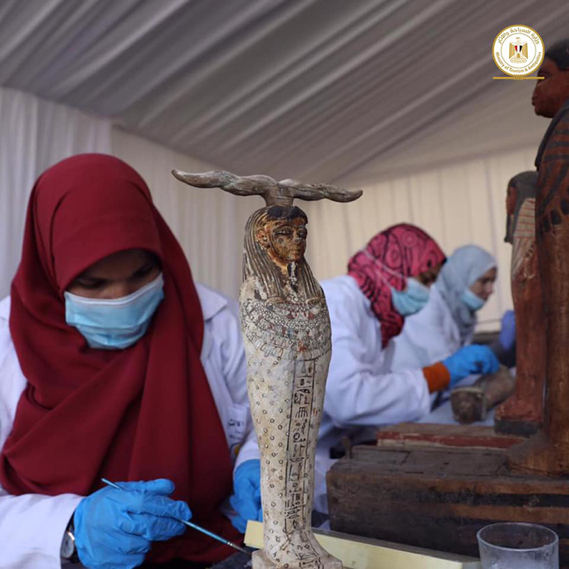 egypt unveils 100 newly-discovered sarcophagi - some with mummies inside