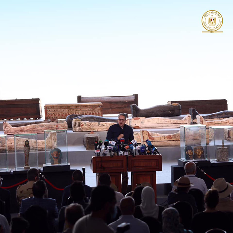 egypt unveils 100 newly-discovered sarcophagi - some with mummies inside