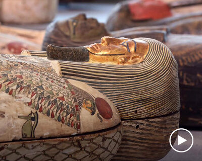 egypt unveils 100 newly-discovered sarcophagi - some with mummies inside