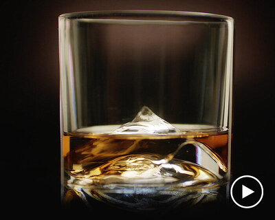 this mount everest whiskey glass cools your favorite spirit in just 18 seconds