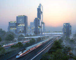 foster + partners plans 'guangming hub', a transport oriented development in china