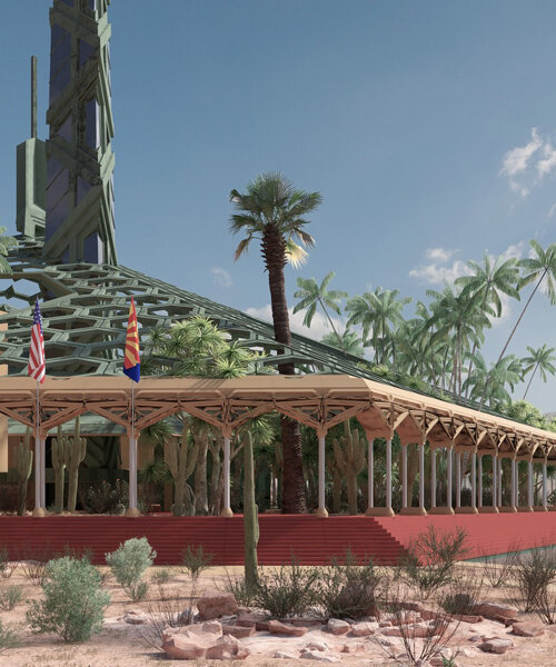 new visualizations revealed of frank lloyd wright’s unbuilt arizona capitol 'oasis'