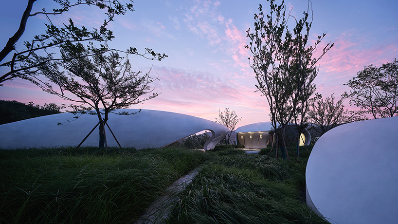 line+ studio's wellness retreat has a pool overlooking china's rural landscape