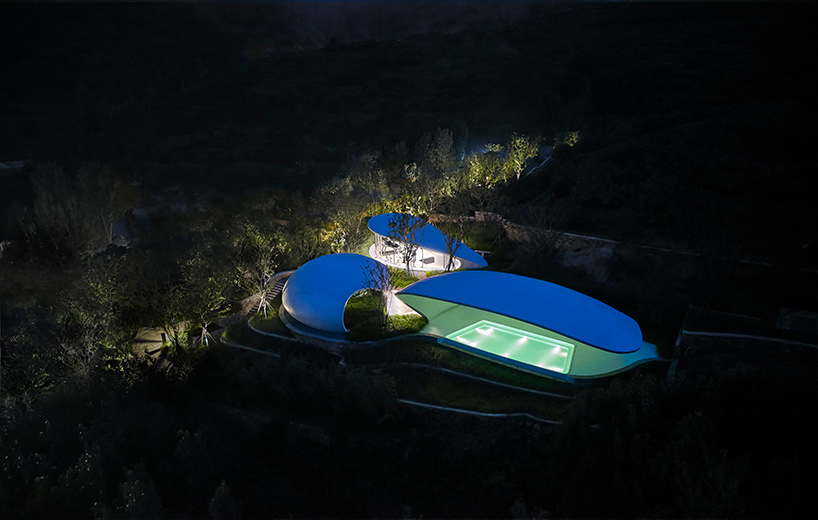 line+ studio's wellness retreat has a pool overlooking china's rural landscape