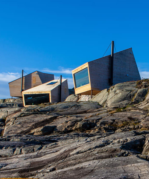 holon arkitektur's flokehyttene cabins offer panoramic views of the norwegian coast