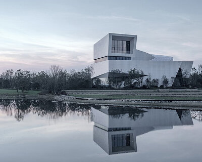 twisting lines articulate this experience center in china designed by lacime architects