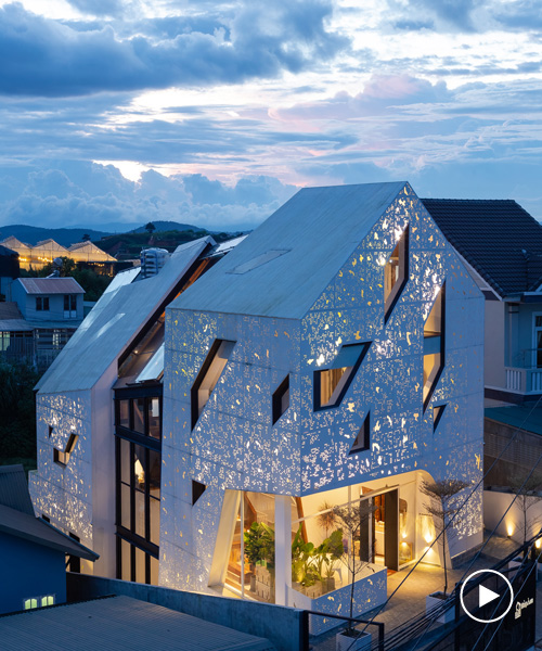 le house transforms vietnamese hotel into shining lantern with perforated steel façade