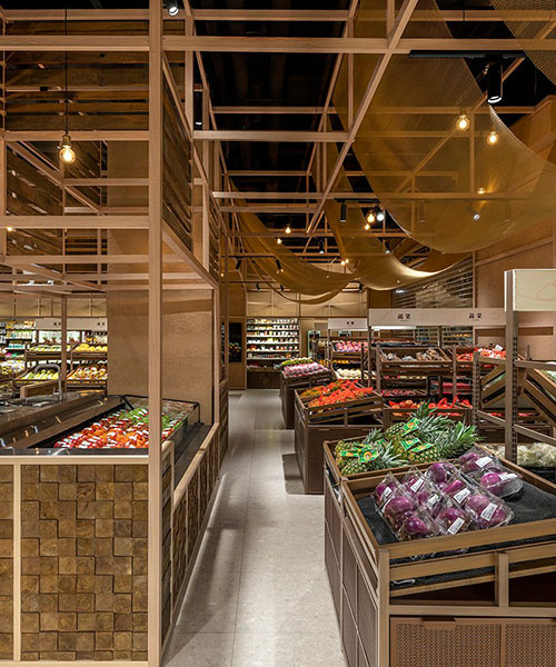 lukstudio builds modern supermarket in china with wooden frames and vernacular references