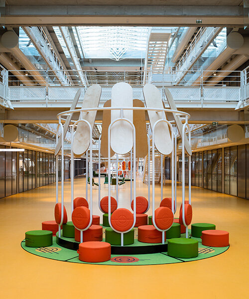 matali crasset fills renzo piano-designed atrium in paris with archipelago furniture