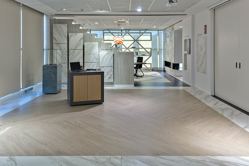 neolith's sintered stone combine art and architecture for new HQ showroom