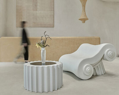 one fine day studio adds 'fragments of the past' to furniture retail interior in china