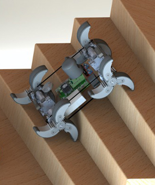 this robot can autonomously transform its legs into wheels depending on the terrain