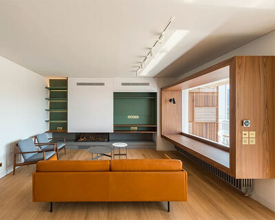 scandinavian design & contemporary materiality complete barault architects' flat interior in athens