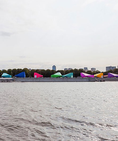 sknypl designs colorful polyhedral pavilions for russian creativity week 2020