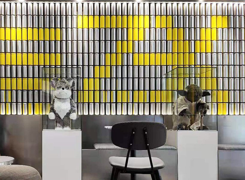 tailor WEY applies cool metallic surfaces to futuristic coffee lab in shanghai designboom