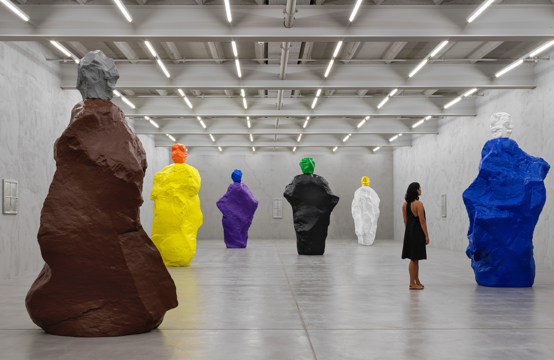 ugo rondinone's monumental 'nuns + monks' sculptures exhibited at galerie eva presenhuber