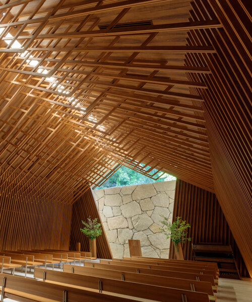 KATORI occupies its westin miyako chapel in kyoto with intricate timber latticework