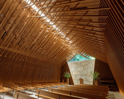 KATORI occupies its westin miyako chapel in kyoto with intricate timber latticework