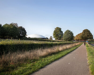 sustainable bright textile dome tops new 'freedom museum' building in the netherlands