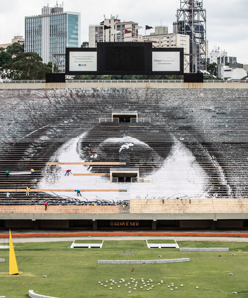 JR transforms the pacaembú sports complex in são paulo with large-scale artwork