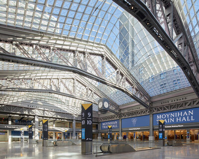 SOM expands new york's penn station with brightly lit moynihan train hall