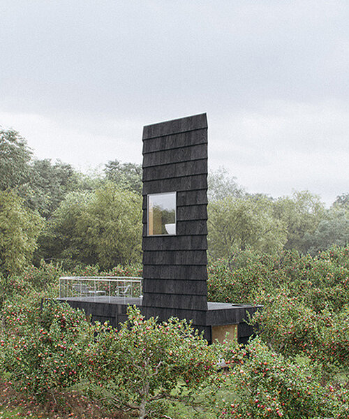 WOJR designs six small towers among NY orchard with uncanny formal qualities
