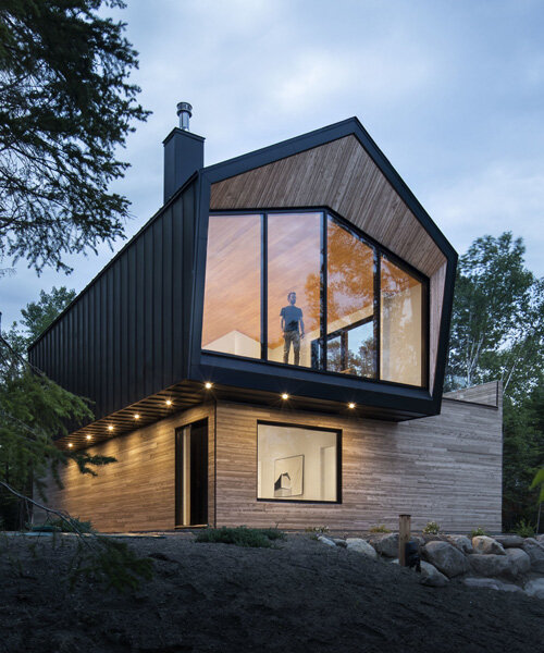 architecture49 stacks two off-center volumes into 'le littoral' holiday residence in canada