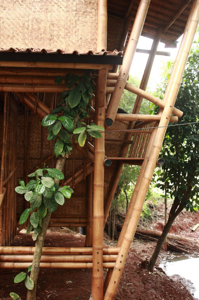 bambuso.id builds the 'bamboo garden house' on stilts in parung, indonesia