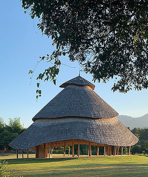 chiangmai life architects builds bamboo 'meditation cathedral & sunset sala' in thailand