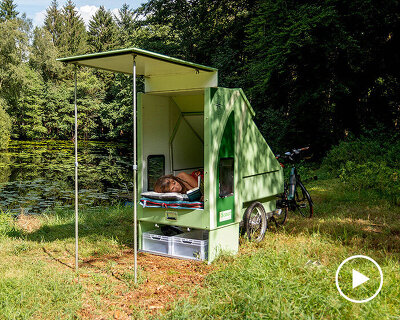 the scout camper by CreaCon is a camping trailer for your ebike