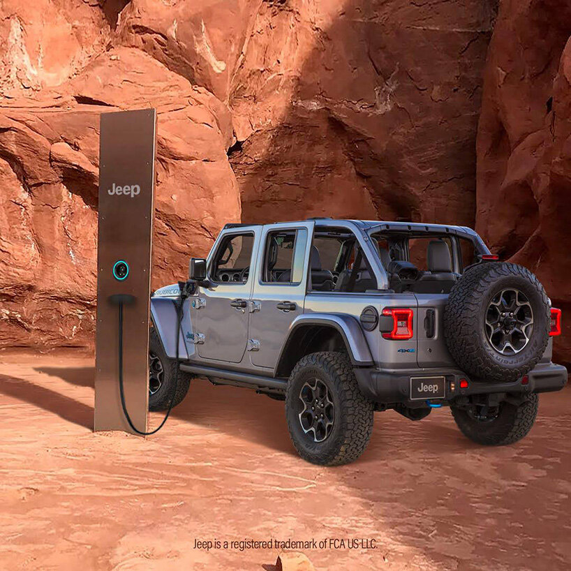 in the utah monolith a charging station? jeep seems to think so