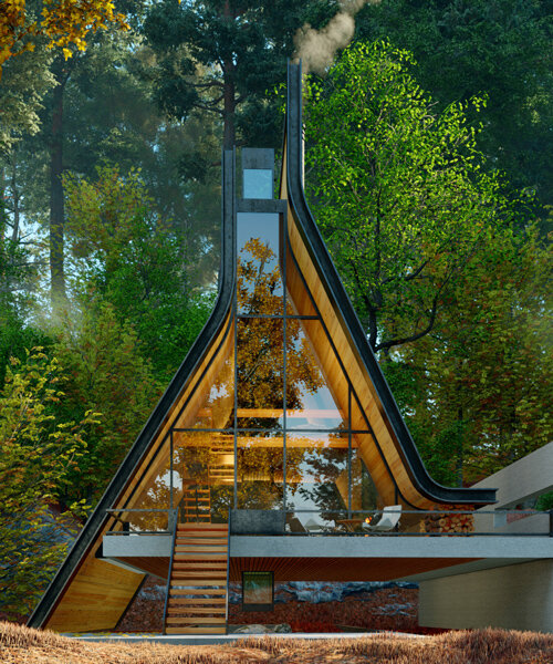 shomali design's 'kujdane' cabin offers a new take on the typical A-frame